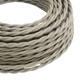 Cable textil trenzado efecto seda – Blanco perla