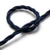 Cable textil trenzado efecto seda – Azul profundo