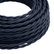 Cable textil trenzado efecto seda – Azul profundo