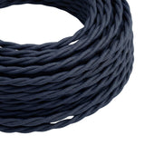 Cable textil trenzado efecto seda – Azul profundo