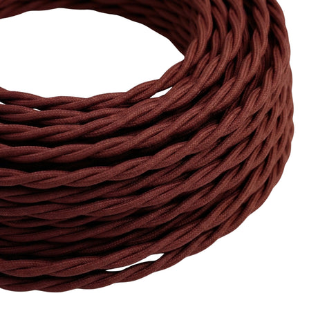 Cable textil trenzado efecto seda – Burdeos