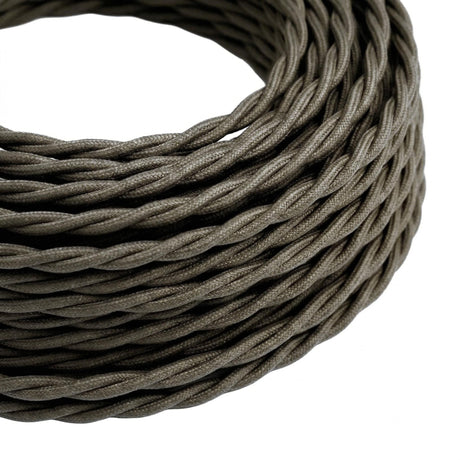 Cable textil trenzado efecto seda – Gris oscuro