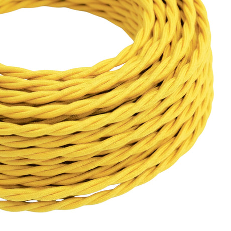 Cable textil trenzado efecto seda – Amarillo maíz