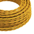 Cable textil trenzado efecto seda – Amarillo mostaza