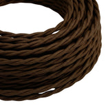 Cable textil trenzado efecto seda – Marrón espresso