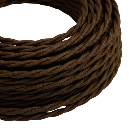 Cable textil trenzado efecto seda – Marrón espresso