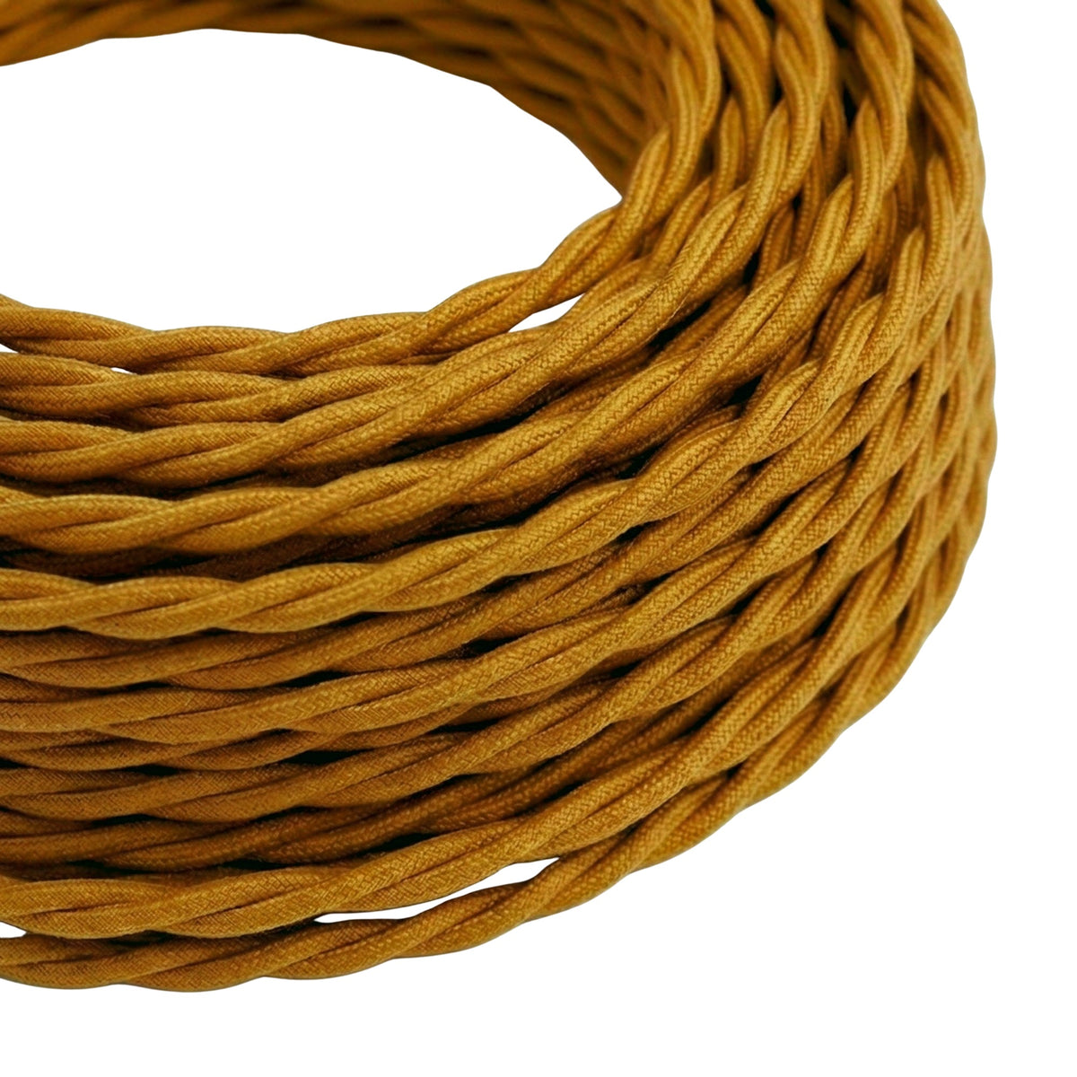 Cable textil trenzado efecto seda – Oro