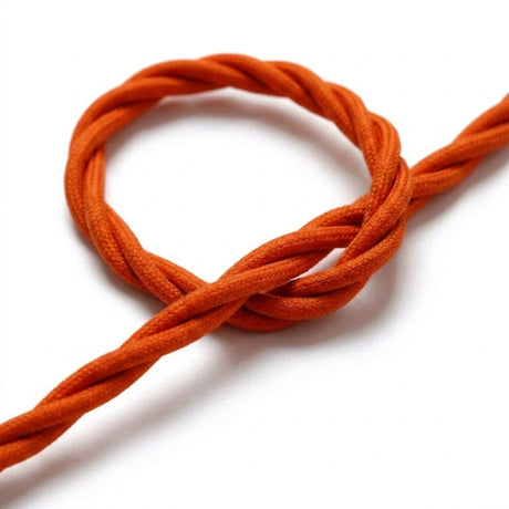 Cable textil trenzado efecto seda – Naranja llama