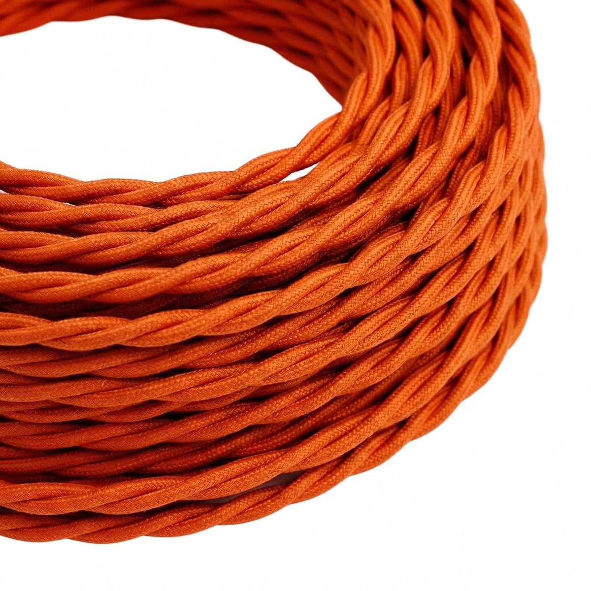 Cable textil trenzado efecto seda – Naranja llama