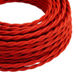 Cable textil trenzado efecto seda – Rojo fuego
