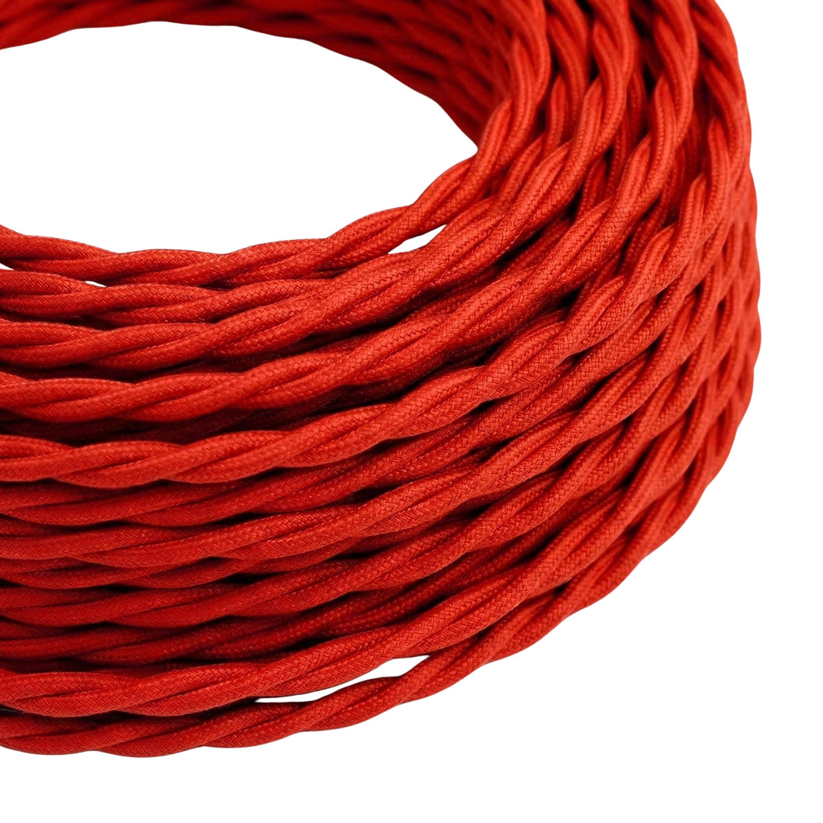 Cable textil trenzado efecto seda – Rojo fuego