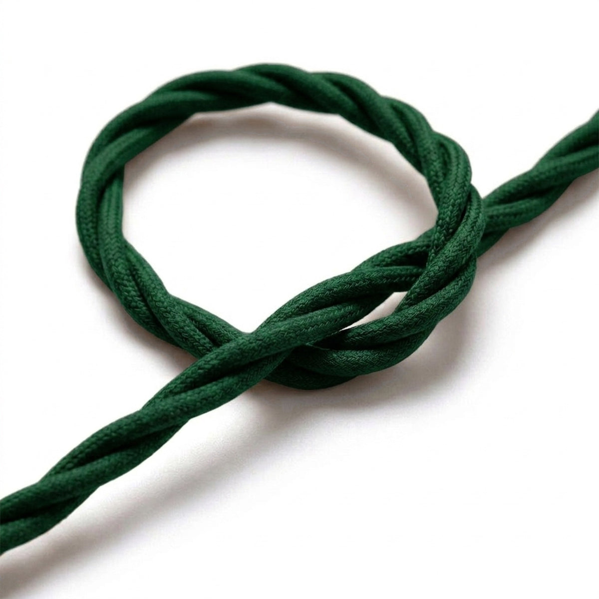 Cable textil trenzado efecto seda – Verde bosque