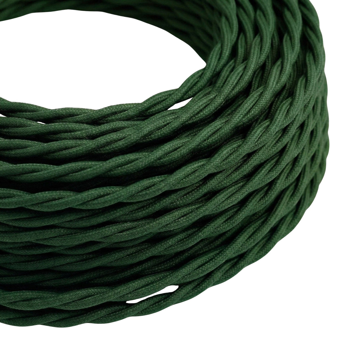 Cable textil trenzado efecto seda – Verde bosque