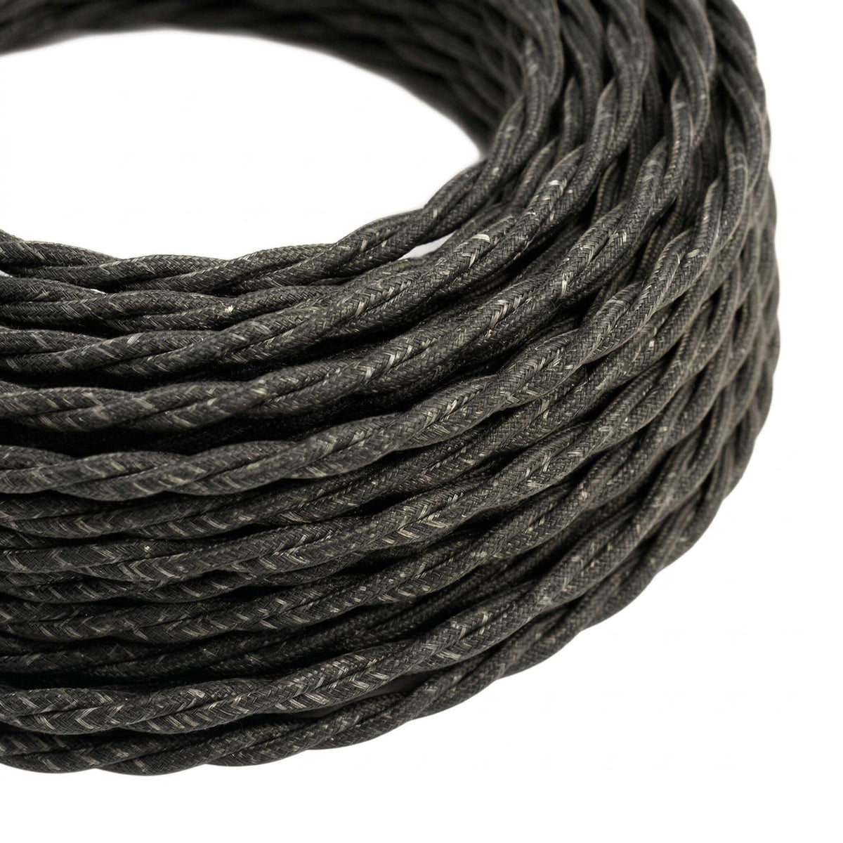 Cable textil trenzado de lino natural – Gris antracita