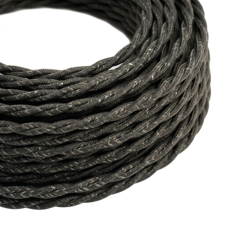 Cable textil trenzado de lino natural – Gris antracita