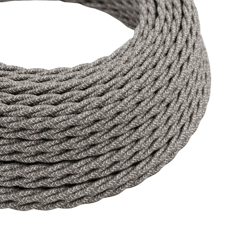 Cable eléctrico textil trenzado, lino natural gris — vista 1