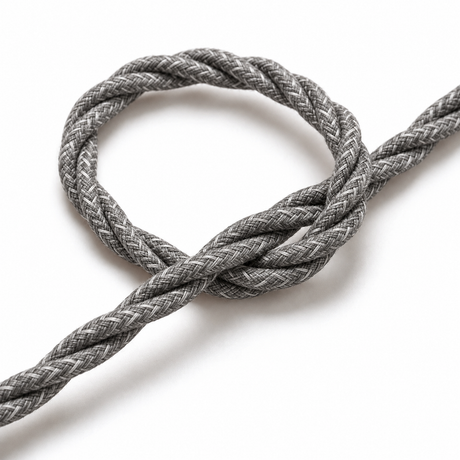 Cable eléctrico textil trenzado, lino natural gris — vista 2
