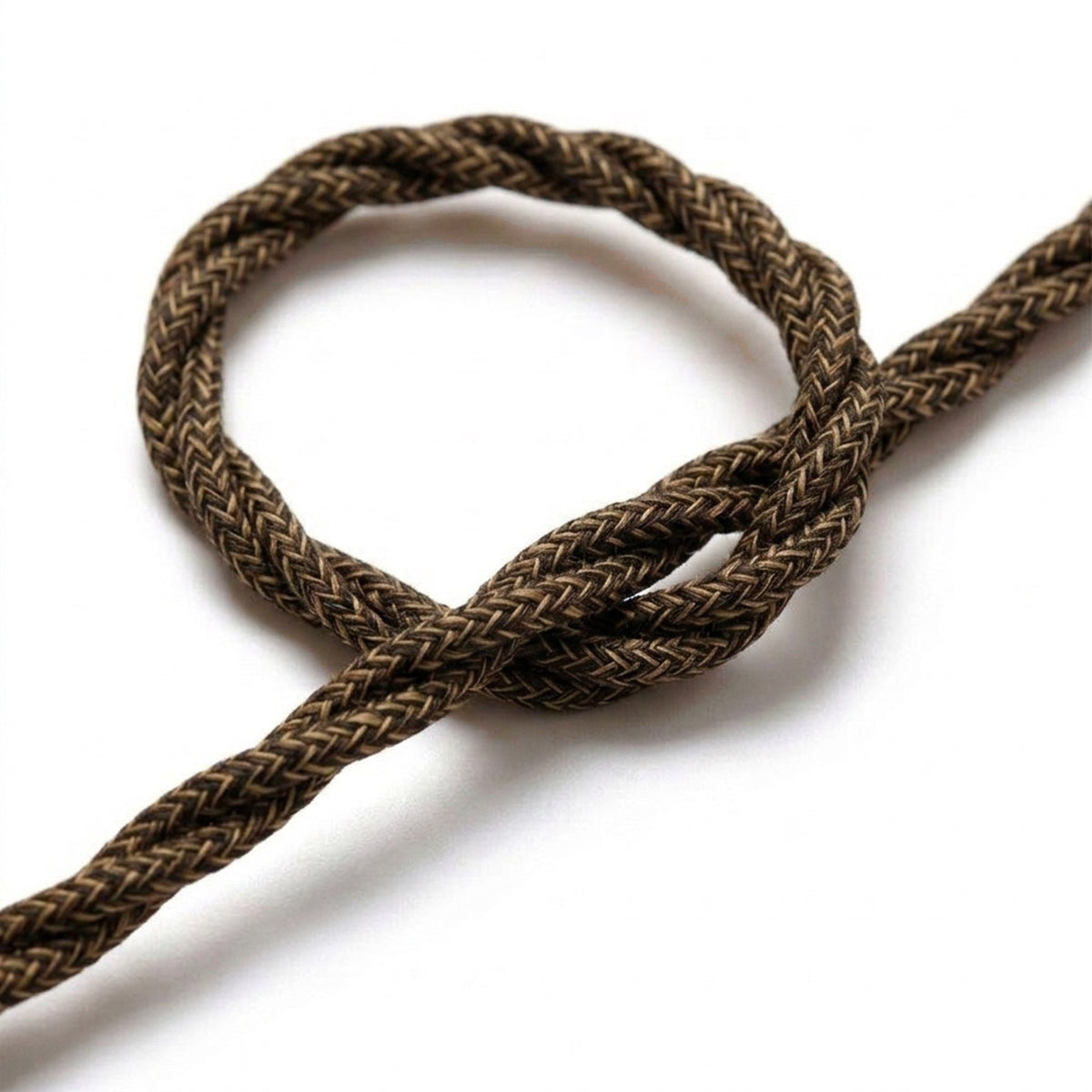 Cable textil trenzado de lino natural – Marrón