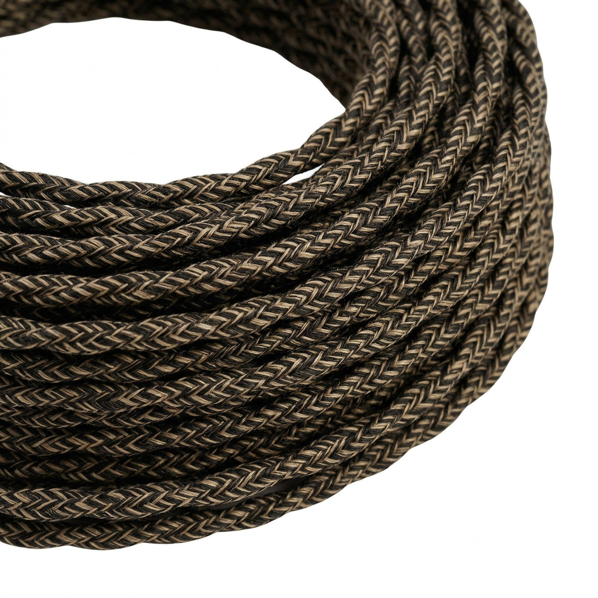 Cable textil trenzado de lino natural – Marrón