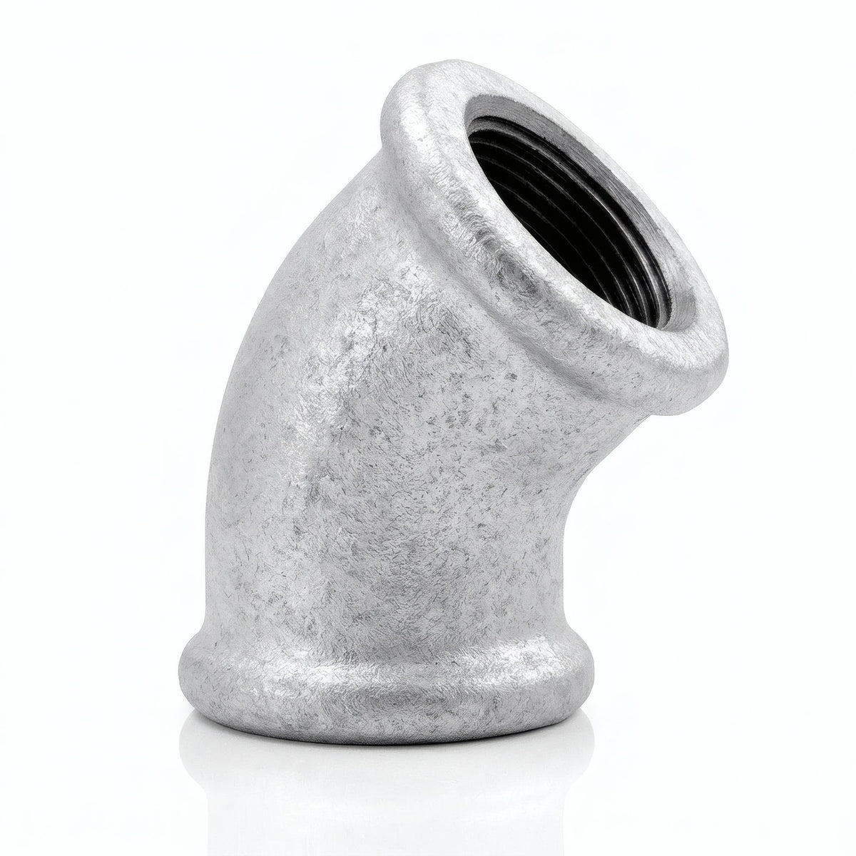 Codo 45° H/H de fundición galvanizada - foto de producto sobre fondo blanco 19