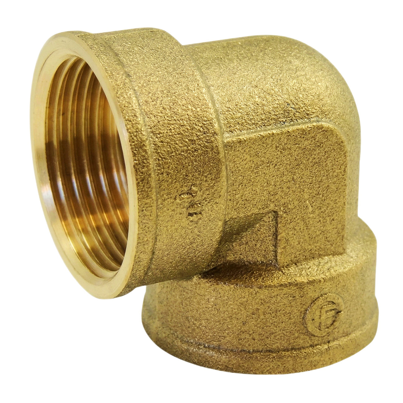 Codo 90° hembra-hembra de latón CW617N BSP - vista isométrica