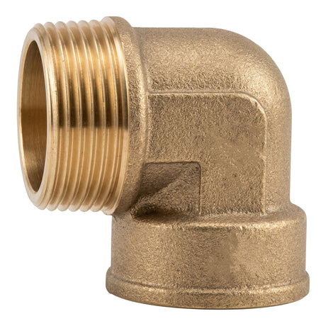 Codo 90° macho-hembra de latón CW617N BSP - vista frontal