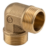 Codo 90° macho-macho de latón CW617N BSP - vista isométrica