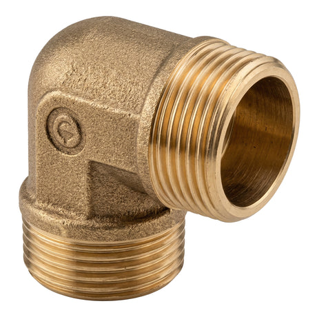 Codo 90° macho-macho de latón CW617N BSP - vista isométrica