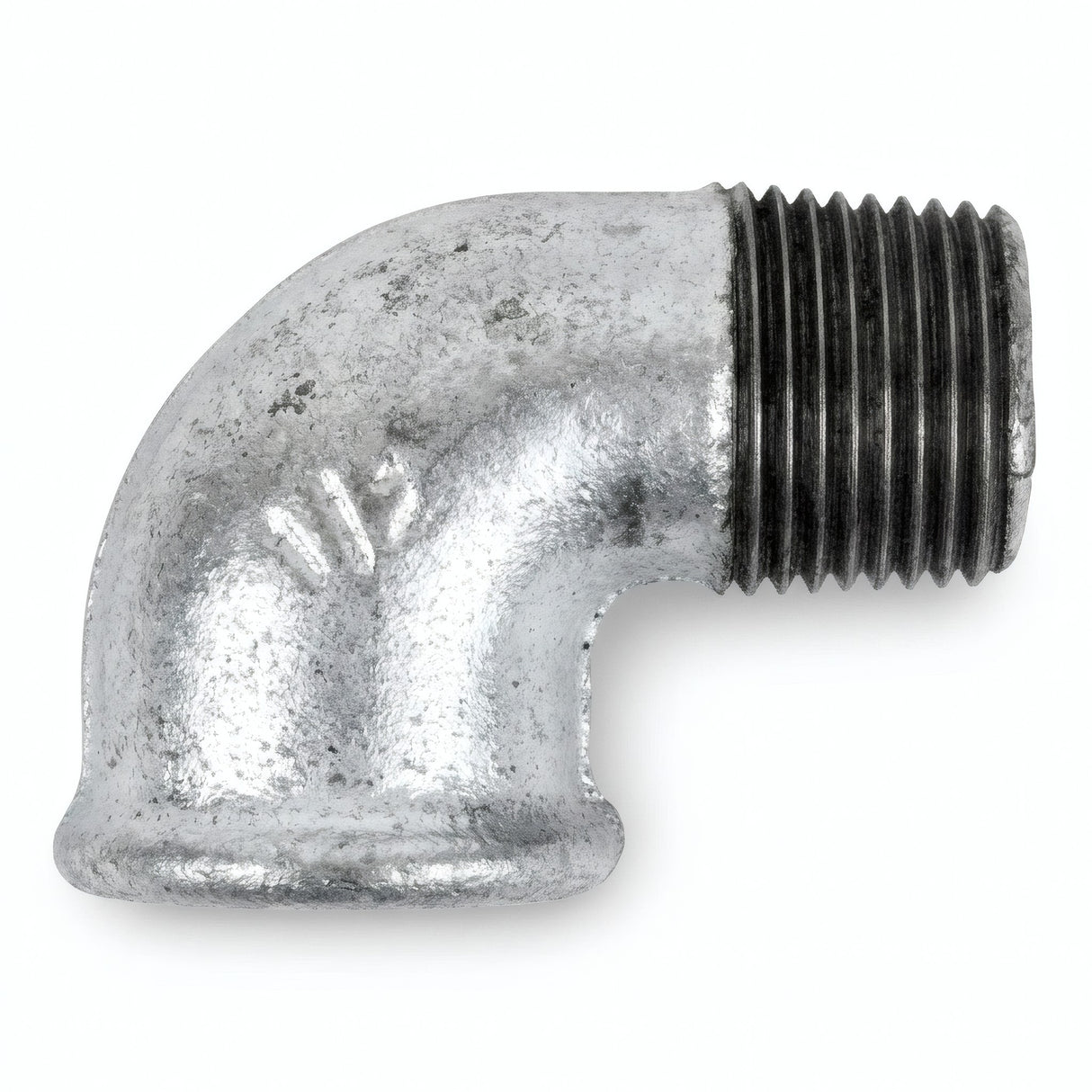 Codo de radio pequeño 90° M/H de fundición galvanizada - foto de producto sobre fondo blanco 2