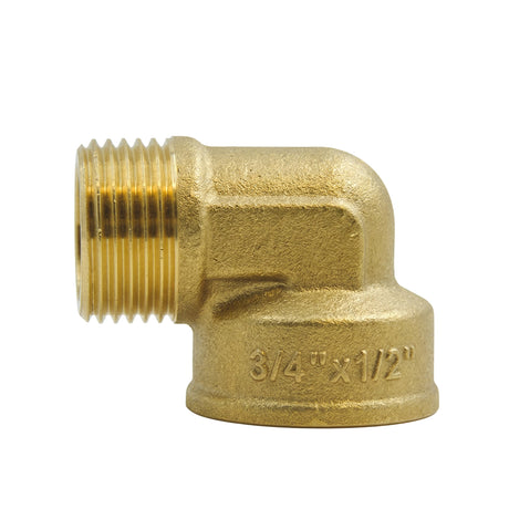 Codo reducido macho-hembra de latón CW617N BSP - vista isométrica