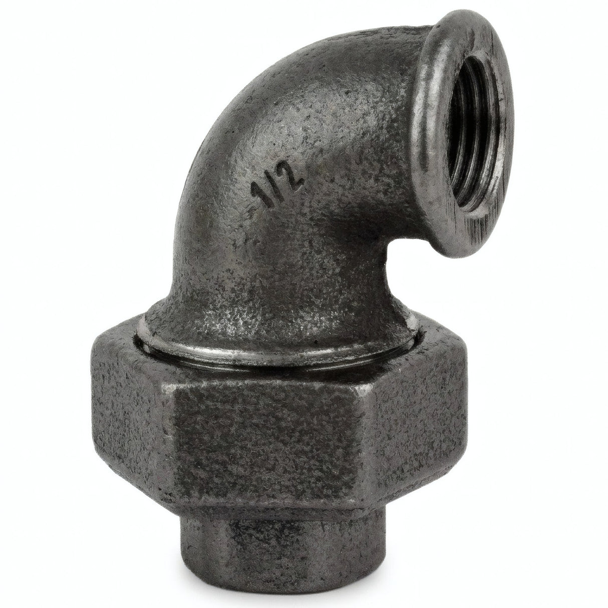 Codo unión H/H de fundición negra - foto de producto sobre fondo blanco 6