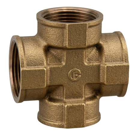 Cruz igual hembra 4 salidas en latón CW617N BSP - vista frontal