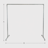 Sch�ma des dimensions du portant simple galvanis� : hauteur, largeur et profondeur