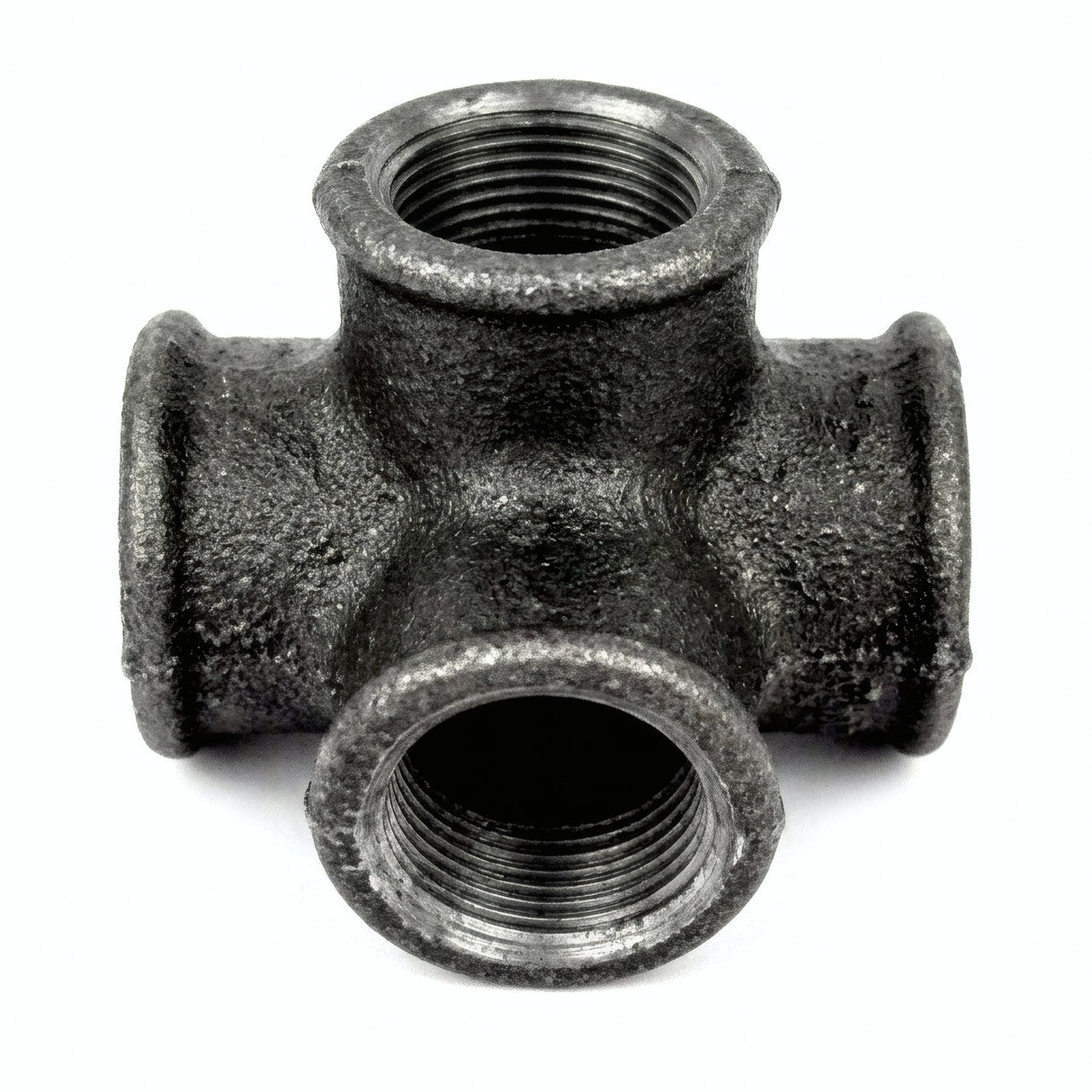Distribuidor en T / te - 4 vías - fundición negra - foto de producto sobre fondo blanco 4