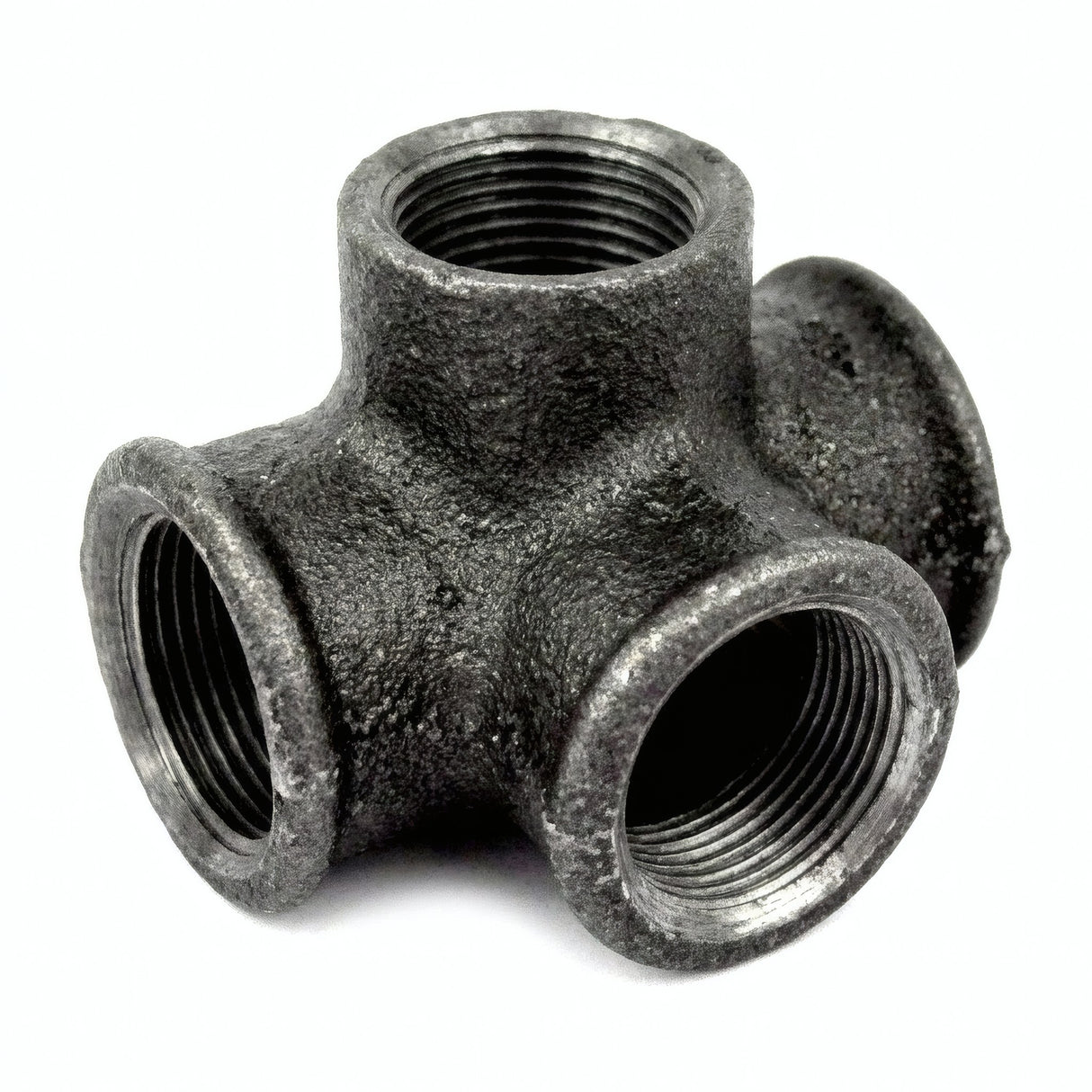 Distribuidor en T / te - 4 vías - fundición negra - foto de producto sobre fondo blanco 5