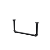 Portant à vêtements suspendu au plafond en tubes d'acier peints noir mat Ø 27 mm — largeur 46 cm, hauteur sous plafond 22 cm, vue de trois quarts sur fond blanc