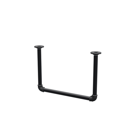 Barra de ropa suspendida del techo en tubo de acero pintado de negro mate Ø 27 mm — anchura 46 cm, altura bajo techo 32 cm, vista de tres cuartos sobre fondo blanco