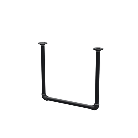 Barra de ropa suspendida del techo en tubo de acero pintado de negro mate Ø 27 mm — anchura 46 cm, altura bajo techo 42 cm, vista de tres cuartos sobre fondo blanco