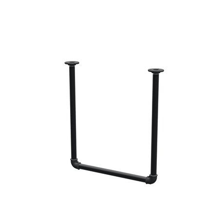 Barra de ropa suspendida del techo en tubo de acero pintado de negro mate Ø 27 mm — anchura 46 cm, altura bajo techo 52 cm, vista de tres cuartos sobre fondo blanco