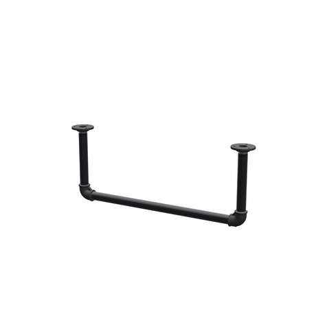 Barra de ropa suspendida del techo en tubo de acero pintado de negro mate Ø 27 mm — anchura 56 cm, altura bajo techo 22 cm, vista de tres cuartos sobre fondo blanco