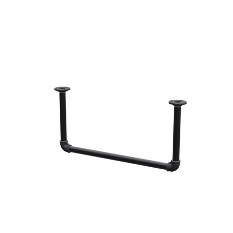 Barra de ropa suspendida del techo en tubo de acero pintado de negro mate Ø 27 mm — anchura 56 cm, altura bajo techo 27 cm, vista de tres cuartos sobre fondo blanco