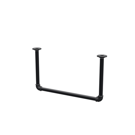 Barra de ropa suspendida del techo en tubo de acero pintado de negro mate Ø 27 mm — anchura 56 cm, altura bajo techo 32 cm, vista de tres cuartos sobre fondo blanco