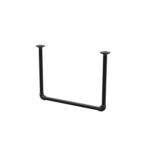 Barra de ropa suspendida del techo en tubo de acero pintado de negro mate Ø 27 mm — anchura 56 cm, altura bajo techo 42 cm, vista de tres cuartos sobre fondo blanco