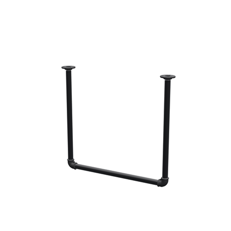 Barra de ropa suspendida del techo en tubo de acero pintado de negro mate Ø 27 mm — anchura 56 cm, altura bajo techo 52 cm, vista de tres cuartos sobre fondo blanco