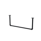 Portant à vêtements suspendu au plafond en tubes d'acier peints noir mat Ø 27 mm — largeur 76 cm, hauteur sous plafond 32 cm, vue de trois quarts sur fond blanc