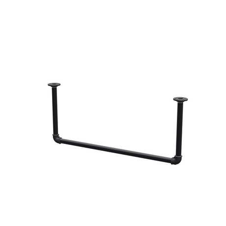 Barra de ropa suspendida del techo en tubo de acero pintado de negro mate Ø 27 mm — anchura 76 cm, altura bajo techo 32 cm, vista de tres cuartos sobre fondo blanco