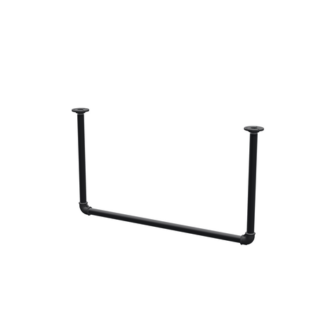 Barra de ropa suspendida del techo en tubo de acero pintado de negro mate Ø 27 mm — anchura 76 cm, altura bajo techo 42 cm, vista de tres cuartos sobre fondo blanco
