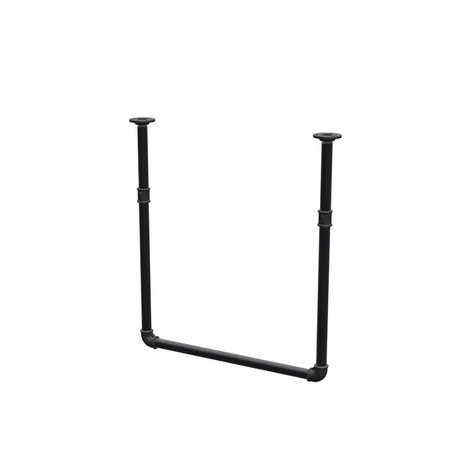 Barra de ropa suspendida del techo en tubo de acero pintado de negro mate Ø 27 mm — anchura 56 cm, altura bajo techo 63 cm, vista de tres cuartos sobre fondo blanco
