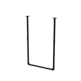 Portant à vêtements suspendu au plafond en tubes d'acier peints noir mat Ø 27 mm — largeur 56 cm, hauteur sous plafond 93 cm, vue de trois quarts sur fond blanc