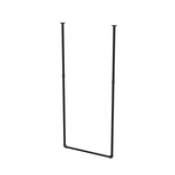 Portant à vêtements suspendu au plafond en tubes d'acier peints noir mat Ø 27 mm — largeur 76 cm, hauteur sous plafond 173 cm, vue de trois quarts sur fond blanc